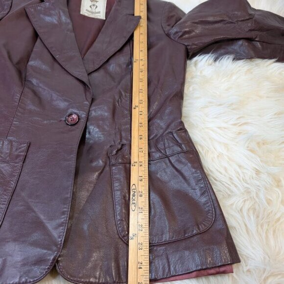 Gassy Jack Gabriel Levy Vintage 70's Maroon Oxblood Leather Blazer Jacket - Picture 10 of 13